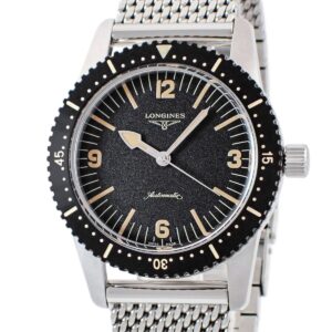 ロンジン LONGINES ヘリテージ スキンダイバー L2.822.4 ブラック アラビア バー 逆回転防止ベゼル 復刻 メンズ 腕時計自動巻き ブラック 【中古】