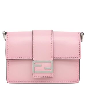 フェンディ FENDI ショルダーバッグ マイクロ フラット バゲット バッグ レザー ピンク シルバー金具 コンパクト 財布 ミニショルダー 7M0311 【箱】 【中古】新品同様品