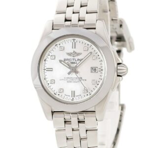 ブライトリング BREITLING ギャラクティック 32 スリーク W71330121A1A1 W71330 純正ダイヤ デイト シェル レディース 腕時計クオーツ ホワイト 【中古】