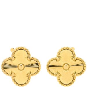 ヴァンクリーフアーペル Van Cleef & Arpels ピアス ヴィンテージ アルハンブラ イエローゴールド Au 750YG ギヨシェ 18K VCARP3JL00 【箱】 【中古】