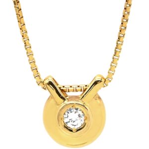 ネックレス ダイヤ ペンダント イエローゴールド Au750 18K 18金 1P 1石 1粒 ラウンド 【中古】中古美品