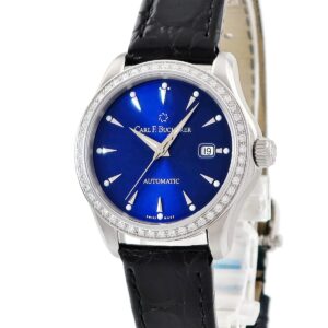 カール F ブヘラ Carl F. Bucherer マネロ オートデイト 00.10911.08.53.11 新品同様 純正ダイヤ ブルー 青 デイト レディース 腕時計自動巻き ブルー 【中古】新品同様品