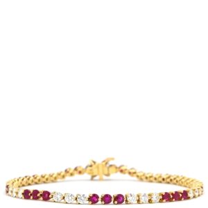 ティファニー Tiffany & Co ブレスレット ビクトリア レッド×イエローゴールド ルビー ダイヤ 750 18K YG 【箱】 【中古】中古品