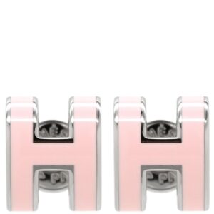 エルメス HERMES ピアス ポップアッシュ Hピアス ミニ GP エナメル ローズドラジェ×シルバー 新品 未使用 ポップH Hモチーフ PG RG 【箱】 【中古】未使用保管品