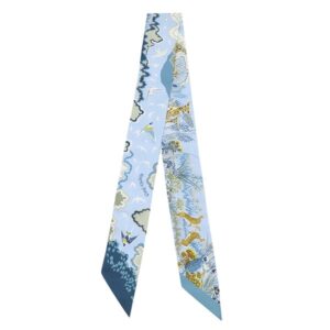 エルメス HERMES スカーフ ツイリー シルク ブルーシエル×マリン×グリーン 【REWILDING NATURE/リワイルディング ネイチャー】 H064297S 【箱】 【中古】未使用保管品