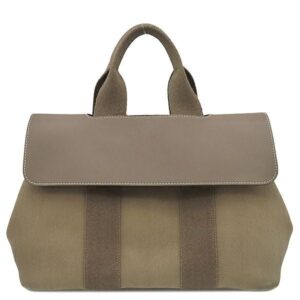 エルメス HERMES ハンドバッグ ヴァルパライソ PM トワルシェブロン レザー エトゥープ シルバー金具 グレージュ キャンバス □O刻印 【保存袋】 【中古】