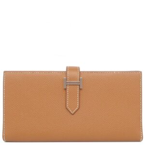 エルメス HERMES 長財布 ベアンスフレ ヴォーエプソン ゴールド シルバー金具 二つ折り財布 A刻印 【箱】 【中古】