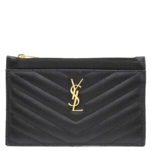 サンローラン SAINT LAURENT ポーチ カサンドラ モノグラム ビルポーチ スモール レザー ブラック ゴールド金具 黒 ロゴプレート 653923 【箱】 【中古】新品同様品