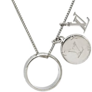 ルイヴィトン LOUIS VUITTON ネックレス リングネックレス モノグラム メタル シルバー ペンダント ロゴ ラウンドプレート リング モノグラム M62485 DI1107 【中古】