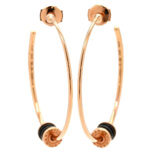 ブルガリ BVLGARI ピアス ビーゼロワン フープピアス ブラック×ピンクゴールド B-zero1 750 18K PG 黒 セラミック 【中古】中古美品