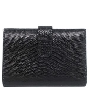 エルメス HERMES 二つ折り財布 ジュラ リザード ブラック ゴールド金具 黒 □F 【箱】 【中古】中古美品