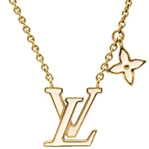ルイヴィトン LOUIS VUITTON ネックレス LV アイコニック エナメル エナメル GP ホワイト×ゴールド イニシャル モノグラムフラワー M01092 LE4215 【中古】中古美品