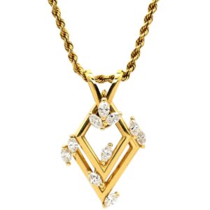 ウォルサム WALTHAM ネックレス スウィング ダイヤ デザインペンダント ホワイトゴールド 18K 750 YG ダイヤ スイング ひし形 【中古】中古品