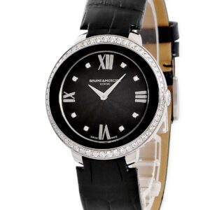 ボーム&メルシエ BAUME&MERCIER プロメス M0A10166 純正ダイヤ ブラック 黒 シェル ギョーシェ ローマン レディース 腕時計クオーツ ブラック 【中古】中古美品