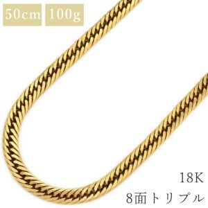 喜平 KIHEI ネックレス K18 18金 50.2cm 100.4g 大 8面トリプル K18YG イエローゴールド 造幣局検定マーク ショッピングローン対応していません 【中古】