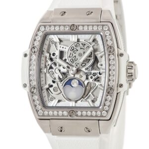ウブロ HUBLOT スピリットオブビッグバン ムーンフェイズ チタニウム 647.NE.2070.RW.1204 純正ダイヤ メンズ 腕時計自動巻き シルバー 【中古】中古美品