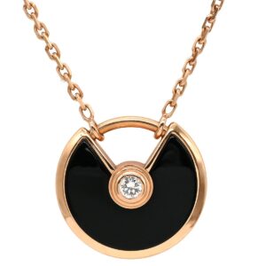 カルティエ Cartier ネックレス アミュレット ドゥ カルティエ ピンクゴールド×ブラック PG Au750 18K 18金 ダイヤ オニキス 【中古】中古美品