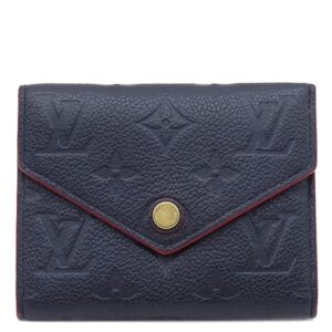 ルイヴィトン LOUIS VUITTON 三つ折り財布 ポルトフォイユ ヴィクトリーヌ モノグラムアンプラント マリーヌルージュ ゴールド金具 紺 赤 M64577 RFID 【中古】