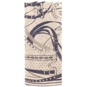 エルメス HERMES ストール カレ140 カレジェアン カシミヤ シルク ナチュラル×ネイビー 【LA PROMENADE DU MATIN/朝の散歩】 【箱】 【中古】