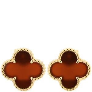 ヴァンクリーフアーペル Van Cleef & Arpels ピアス ヴィンテージ アルハンブラ レッド×イエローゴールド 赤 750 18K 18金 カーネリアン 紅玉髄 VCARD40400 【中古】