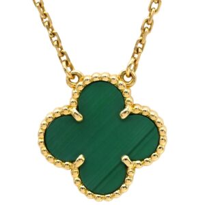 ヴァンクリーフアーペル Van Cleef & Arpels ネックレス ヴィンテージ アルハンブラ ペンダント グリーンXイエローゴールド 750 18金 VCARO9VA00 【中古】