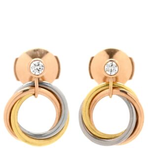 カルティエ Cartier ピアス トリニティ ダイヤ ホワイトゴールド×イエローゴールド×ピンクゴールド 1P 1石 1粒 ダイヤ 3連 Au750 18K 18金 3カラー B8301462 【中古】
