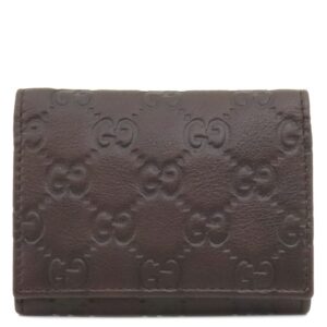 グッチ GUCCI カードケース グッチシマ カードケース レザー ブラウン 茶 GG 名刺入れ カード入れ 二つ折り 120965 【箱】 【中古】