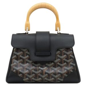 ゴヤール GOYARD 2WAYバッグ サイゴン ミニ ソフトバッグ カーフ ゴヤールディンキャンバス シュヴロッシュカーフスキン ブラック シルバー金具 ショルダー ハンドバッグ ヘリンボーン柄 【保存袋】 【中古】