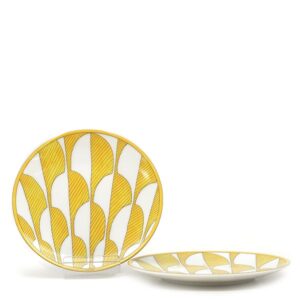 エルメス HERMES 食器 パンプレート ソレイユ ドゥ エルメス 2枚セット 磁器 イエロー×ホワイト 新品 未使用 黄色 ポーセリン お皿 P046012P 【箱】 【中古】