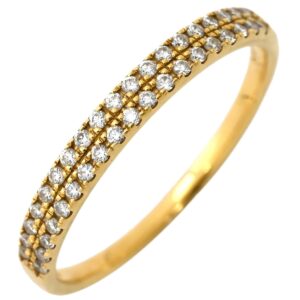 スタージュエリー STAR JEWELRY リング 指輪 ダイヤモンド イエローゴールド Au750 18K ハーフエタニティ 2列 2連 パヴェ 10号 【中古】中古美品