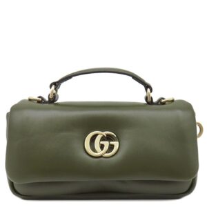 グッチ GUCCI 2WAYバッグ GGミラノ トップハンドル バッグ レザー カーキ シャンパンゴールド金具 緑 チェーンバッグ ショルダー ハンドバッグ 806017 【箱】 【中古】新品同様品