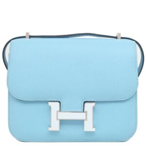 エルメス HERMES ショルダーバッグ コンスタンスミニ 3 ミロワール ヴォーエプソン セレスト シルバー金具 水色 ラッカー金具 2024年製 W 【箱】 【中古】