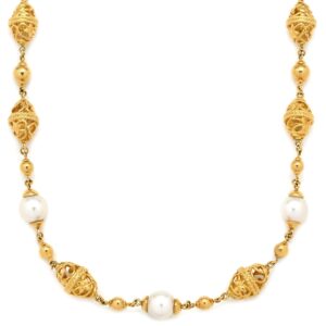 ミキモト MIKIMOTO ネックレス パール ホワイトパール×イエローゴールド MIKIMOTO 真珠 Au750 18K 18金 ロングネックレス ブレス 2WAY コンバーチブル 【中古】