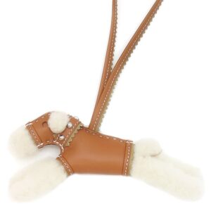 エルメス HERMES バッグチャーム バディ 首輪付き ムートン アニョーミロ ゴールド シルバー金具 新品 未使用 茶 スタッズ 2025年製 K 【箱】 【中古】