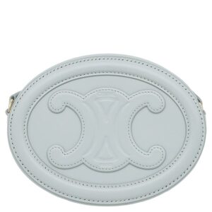 セリーヌ CELINE ショルダーバッグ オーバルパース キュイル トリオンフ レザー アイスブルー ゴールド金具 水色 ミニショルダー ポシェット 【保存袋】 【中古】未使用保管品