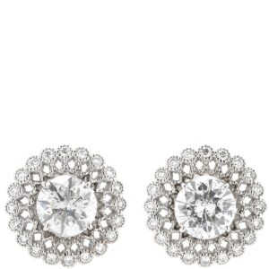 ピアス ダイヤモンド 2.01ct SI2 ホワイトゴールド 大粒ダイヤ ラージ ブリリアントカット フラワーモチーフ 18K 750 WG 両耳用 【中古】中古美品
