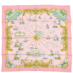 エルメス HERMES スカーフ カレ90 CARRE シルク ピンク系 【VOILES DE LUMIERE/光の帆】 【中古】