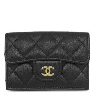 シャネル CHANEL 三つ折り財布 マトラッセ コンパクトウォレット キャビアスキン ブラック ゴールド金具 ココマーク AP0230 ランダムシリアル 【中古】中古美品