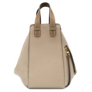 ロエベ LOEWE 2WAYバッグ ハンモック ドローストリング スモール レザー ソフトカーフスキン サンド ゴールド金具 グレージュ 茶 ハンドバッグ ショルダー 【保存袋】 【中古】中古美品