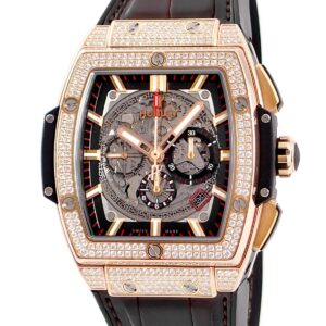 ウブロ HUBLOT スピリット オブ ビッグバン キングゴールド 601.OX.0183.LR.1704 OH済 K18KG無垢 純正ダイヤ メンズ 腕時計自動巻き シルバー 【中古】中古美品