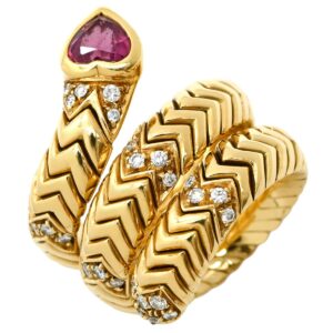 ブルガリ BVLGARI リング 指輪 トゥボガス トルマリン ダイヤ イエローゴールド 750 18K 18金 YG 10号 【中古】中古品