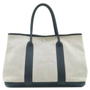 エルメス HERMES トートバッグ ガーデンパーティー PM トワルアッシュ ネゴンダ ネイビー×ナチュラル シルバー金具 紺 トワルH □R刻印 【保存袋】 【中古】