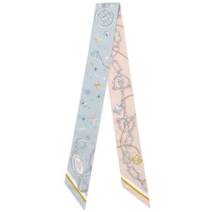 エルメス HERMES スカーフ ツイリー シルク ブルーグラシエ×ローズプードル×グレー 新品 未使用 【C'est la Fete/セ ラ フェット】 H062743S 14 【箱】 【中古】