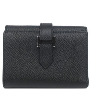 エルメス HERMES 三つ折り財布 ベアン コンビネ ヴォーエプソン ブラック ブラック金具 ソーブラック モノクローム U 【中古】中古品