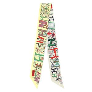 エルメス HERMES スカーフ ツイリー シルク イエロー×マルチカラー 【千と一のH】 【中古】中古美品