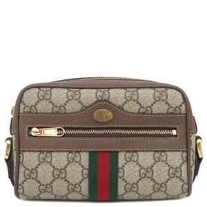 グッチ GUCCI ショルダーバッグ オフィディア GGスプリーム ミニ ショルダー GGスプリームキャンバス レザー ブラウン×エボニー ゴールド金具 茶 シェリーライン 517350 【中古】中古美品