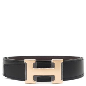 エルメス HERMES ベルト コンスタンスH ＃90 ボックスカーフ トゴ ブラック×ショコラ #90 ピンクゴールド金具 新品 未使用 Hバックル ローズゴールド金具 W 【箱】 【中古】未使用保管品