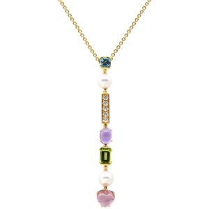 ブルガリ BVLGARI ネックレス アレグラ マルチカラー イエローゴールド×マルチカラー Au750 18K 18金 パール ダイヤモンド 【箱】 【中古】