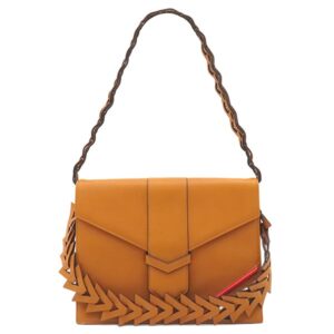 ロエベ LOEWE 2WAYバッグ フラップバッグ レザー ブラウン ゴールド金具 ハンドバッグ ショルダー 編み込み 【保存袋】 【中古】中古美品