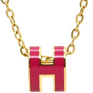 エルメス HERMES ネックレス ポップアッシュ ミニ ペンダント GP ラッカー ピンク×ゴールド ピンク Hモチーフ 【中古】中古美品
